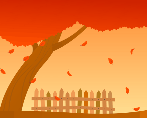 fall scene with pickett fence