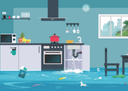 graphic of a kitchen flooding