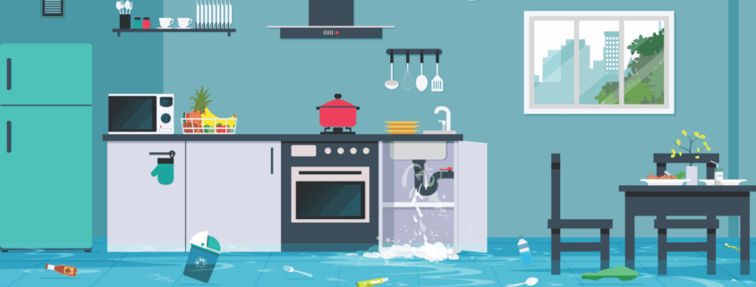 graphic of a kitchen flooding