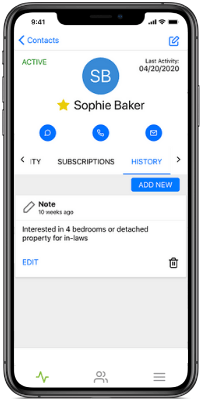 screenshot of an iphone contact page
