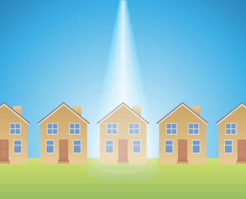 graphic of a house with a spotlight