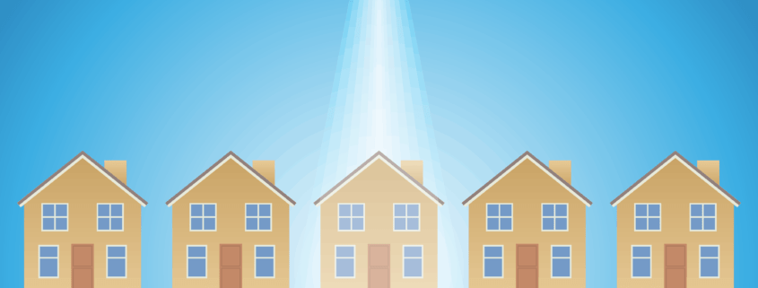 graphic of a house with a spotlight