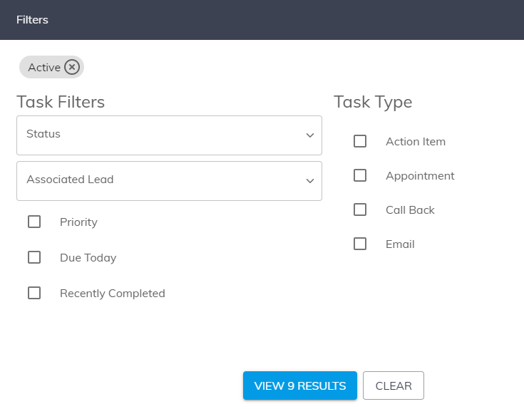 task filtering example