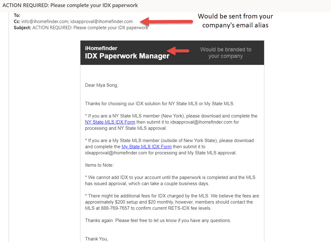 branding on IDX licensing email