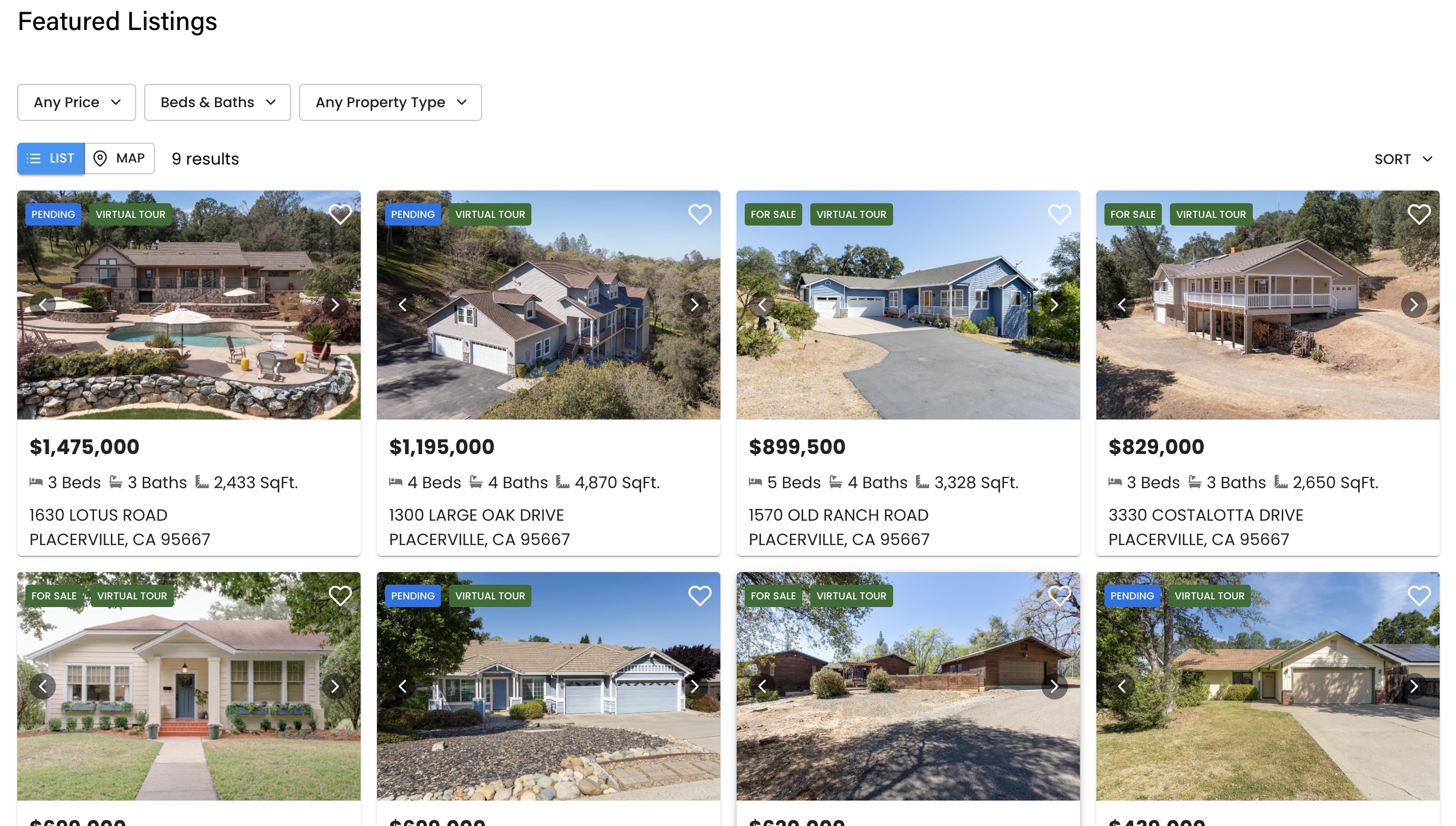 Featured listings IDX page