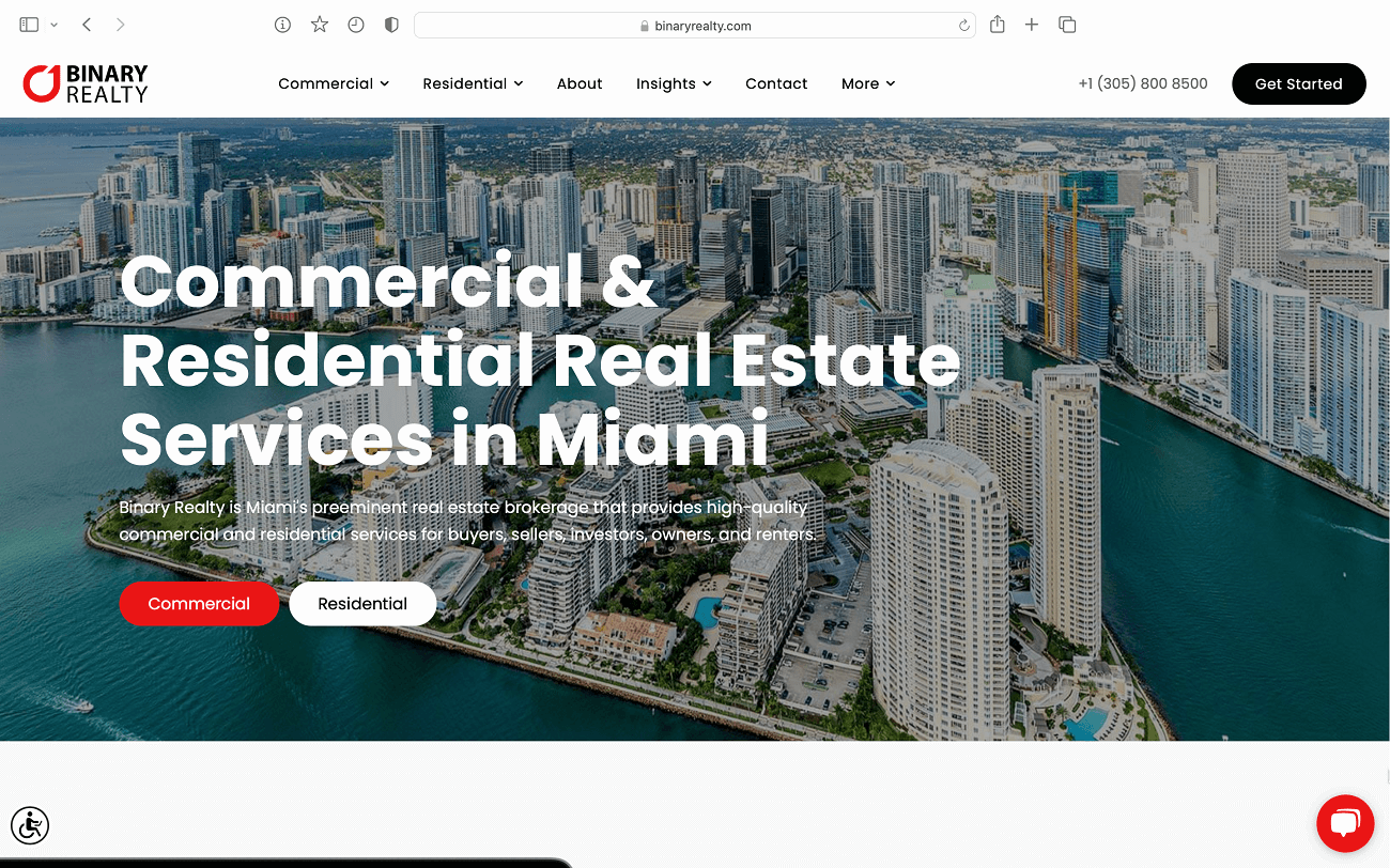 Binary realty website image